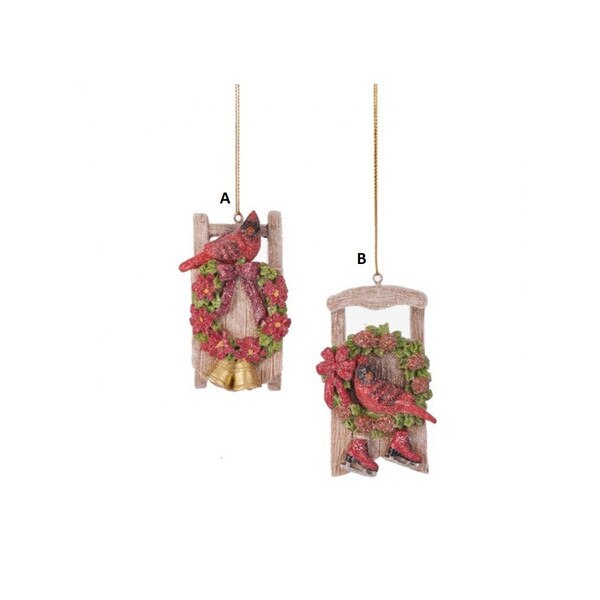 Cardinal Berry Sled Ornament