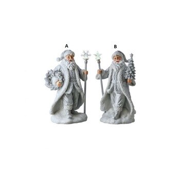 Led White Fur Santa With Staff