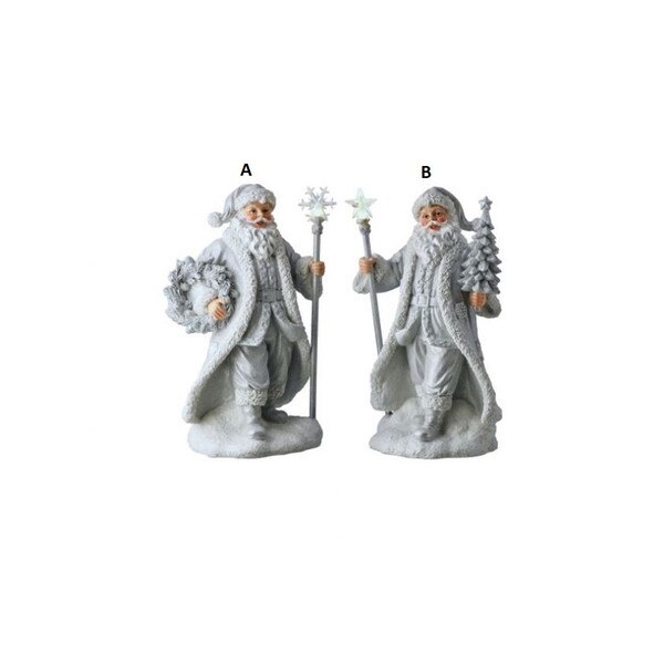 Led White Fur Santa With Staff