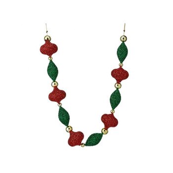 Red Gold Green Finial Ball Garland