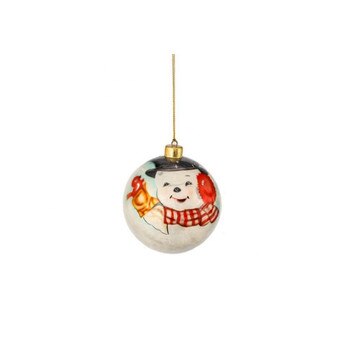Capiz Retro Snowman Ball Ornament