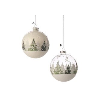 Glass Evergreen Tree Ball Ornament