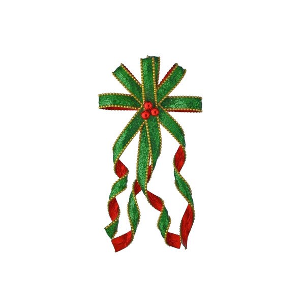 20In Red Green Metallic Sequin Bow