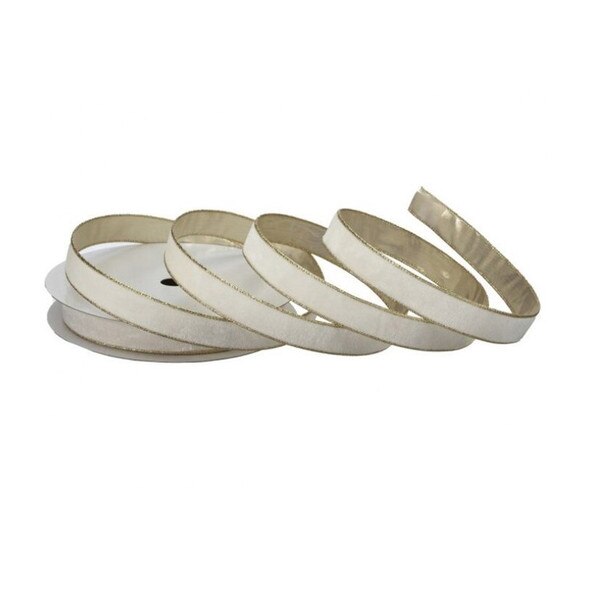 1X20 White Wired Velvet Ribbon