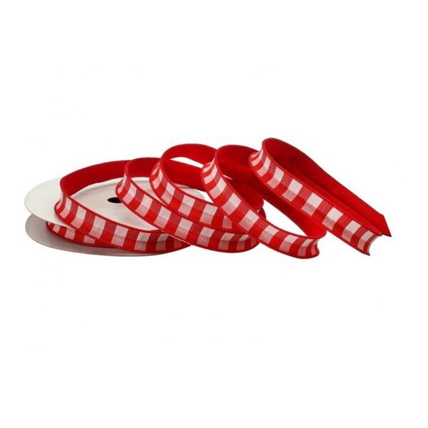 Red White Country Check Felt Ribbon