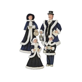 Blue Velvet Caroler Family Set of 4