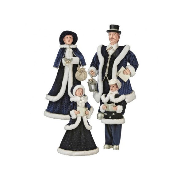 Blue Velvet Caroler Family Set of 4