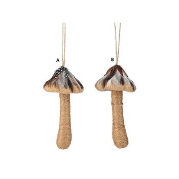 Feather Top Mushroom Ornament