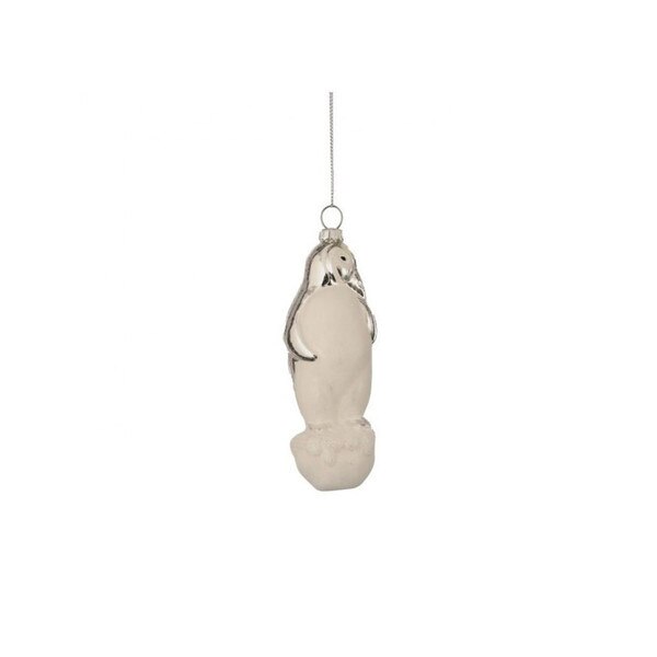 White Silver Glass Penguin Ornament