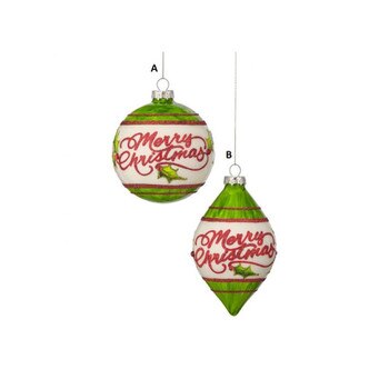 Merry Christmas Ball Finial Ornamen