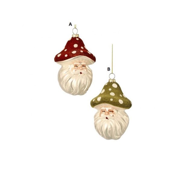 Glass Dot Mushroom Santa Ornament