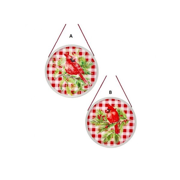 Cardinal Plaid Ornament