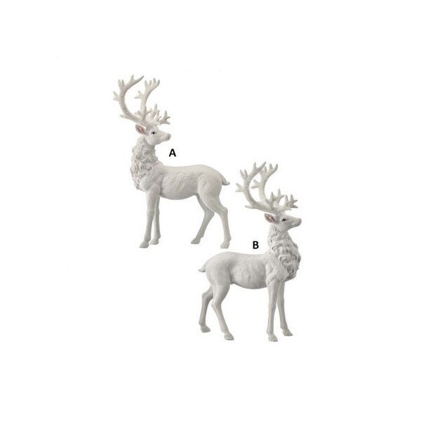 20.5In Frozen Forest Flocked Deer