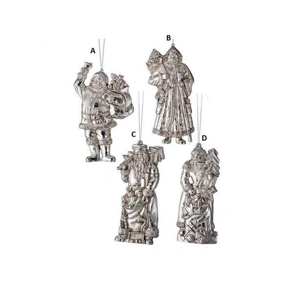 Silver Old World Santa Ornament