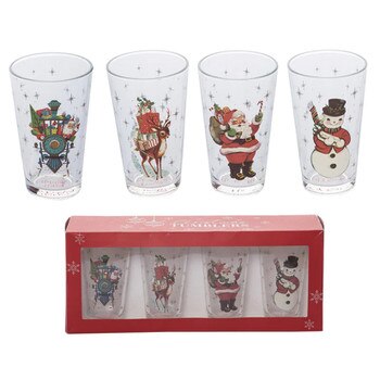 20oz Glass Christmas Tumbler Set Of