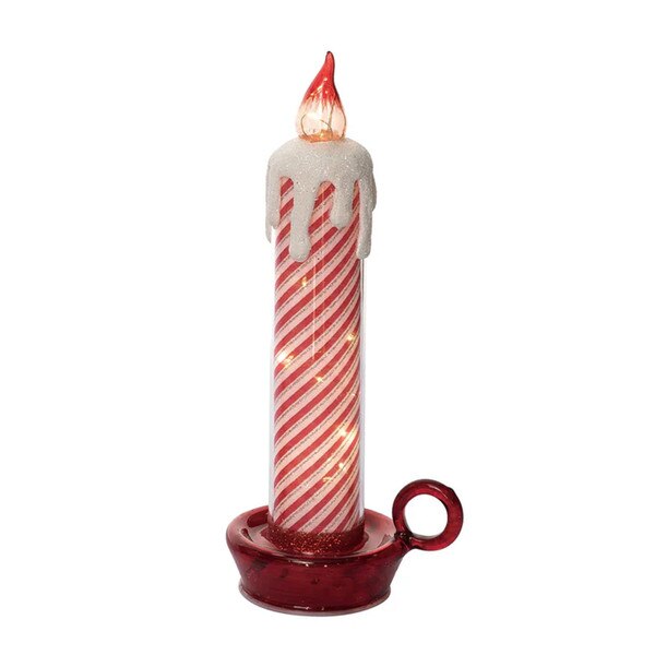 Glass Lighted Stripe Candle Large