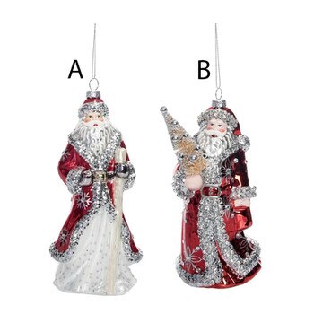 Glass Red Santa Ornament