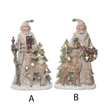 12in Lighted Forest Santa Figurine