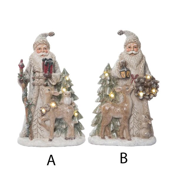 12in Lighted Forest Santa Figurine